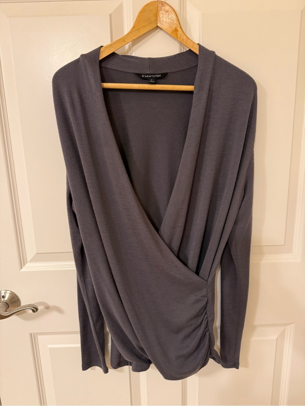 41 Hawthorn Charcoal Gray Wrap-Style Long Sleeve Top Sweater EUC Medium